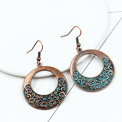 Retro Antique Gold Boho Round Earrings for Women, Bohemian Style