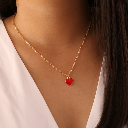 Flashy Heart - Cute Heart Gold Single Layer Chain