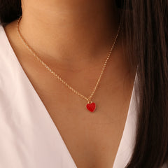 Flashy Heart - Cute Heart Gold Single Layer Chain