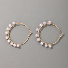 Twisted Korean String Pearl Hoop Earrings for Women, Bohemian Style