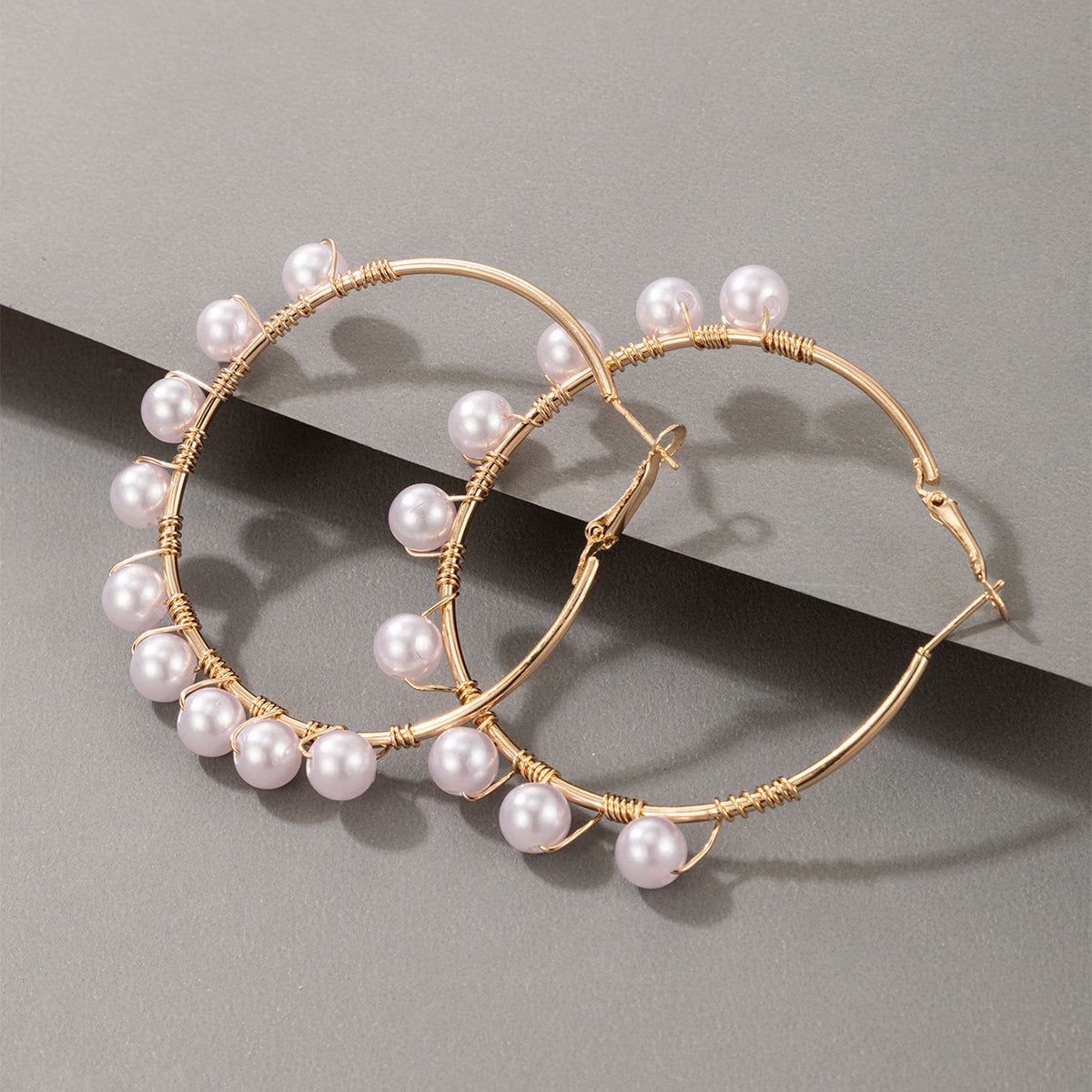 Twisted Korean String Pearl Hoop Earrings Earrings for Women, Bohemian Style