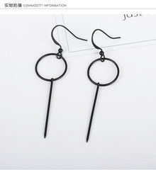 Korean Black Geometric Earring Design