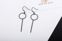 Korean Black Geometric Earring Design