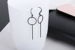 Korean Black Geometric Earring Design