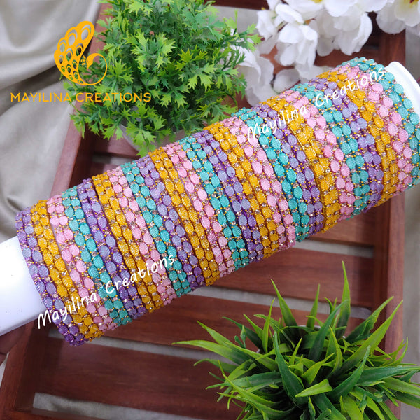 Baby Shower Glass Bangles Combo - Leaf Pattern 01 - 4 Dozen Combo