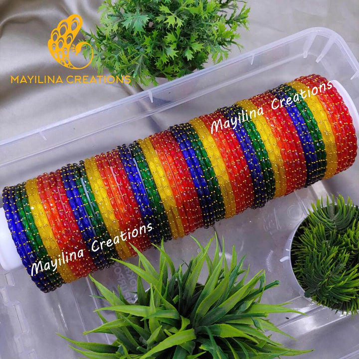 Baby Shower Glass Bangles Combo - Raindrop Pattern