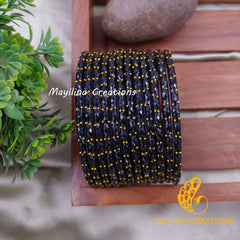 Black Raindrop Glass Bangles (Set of 12 Bangles)