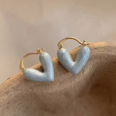 Blue Heartz - White Marble Heart Korean Glittering Stud