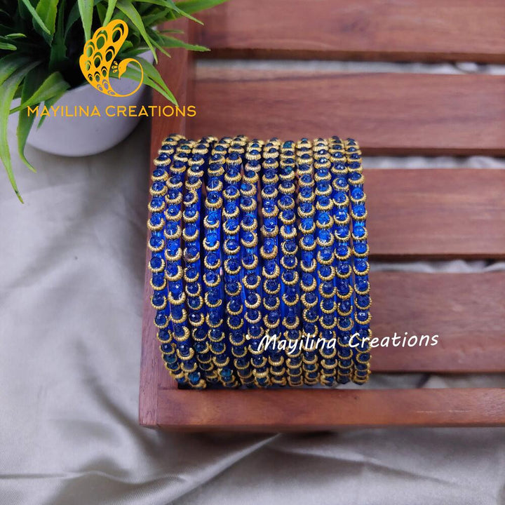 Blue Illampirai Crystal Glass Bangles 