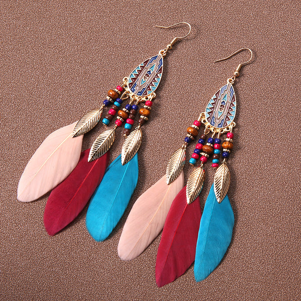 Bohemian Feather Earrings – Free-Spirited Jewelry for Boho-Chic Style