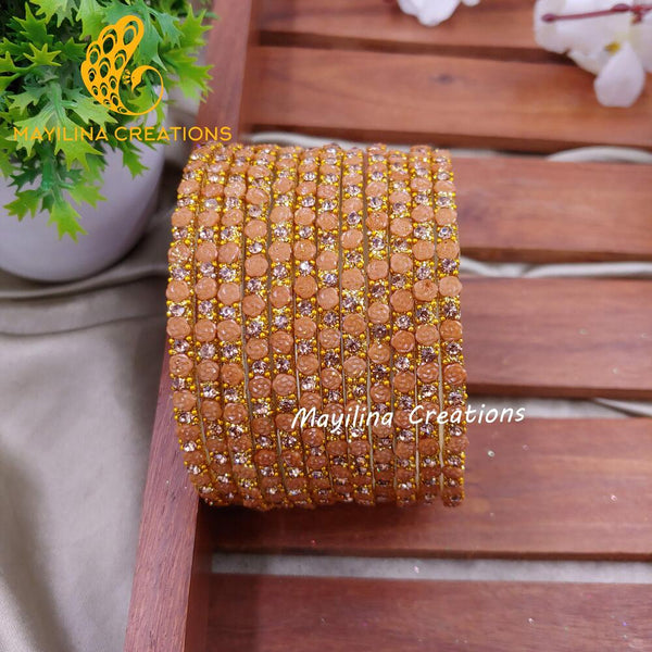 Brown Rose Glitter Bangles - Set of 12 Bangles