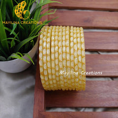 Cream Matte Raindrop Glass Bangles (Set of 12 Bangles)