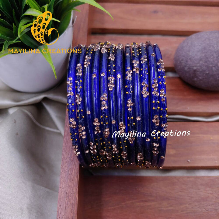 Dark Blue Gauri - Minimal Designer Glass Bangles