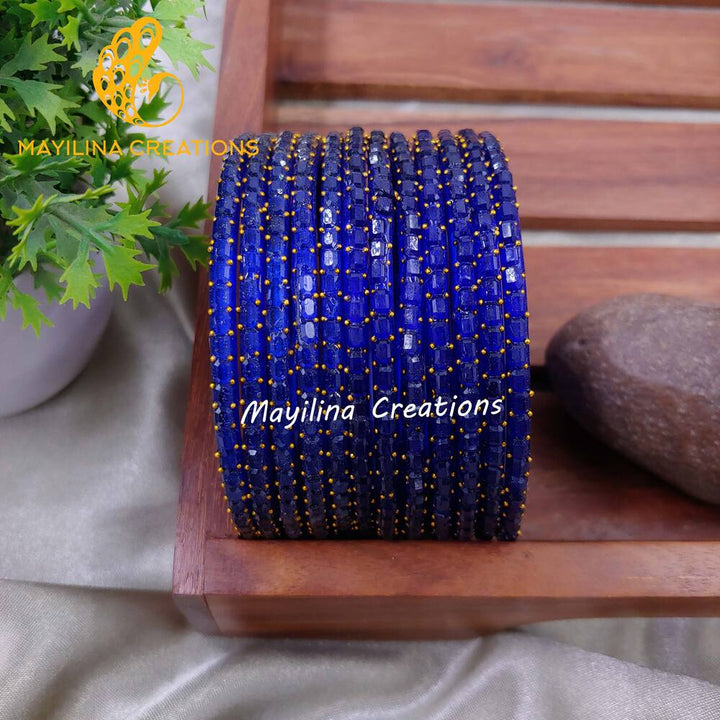 Dark Blue Tube Cut Glass bangles