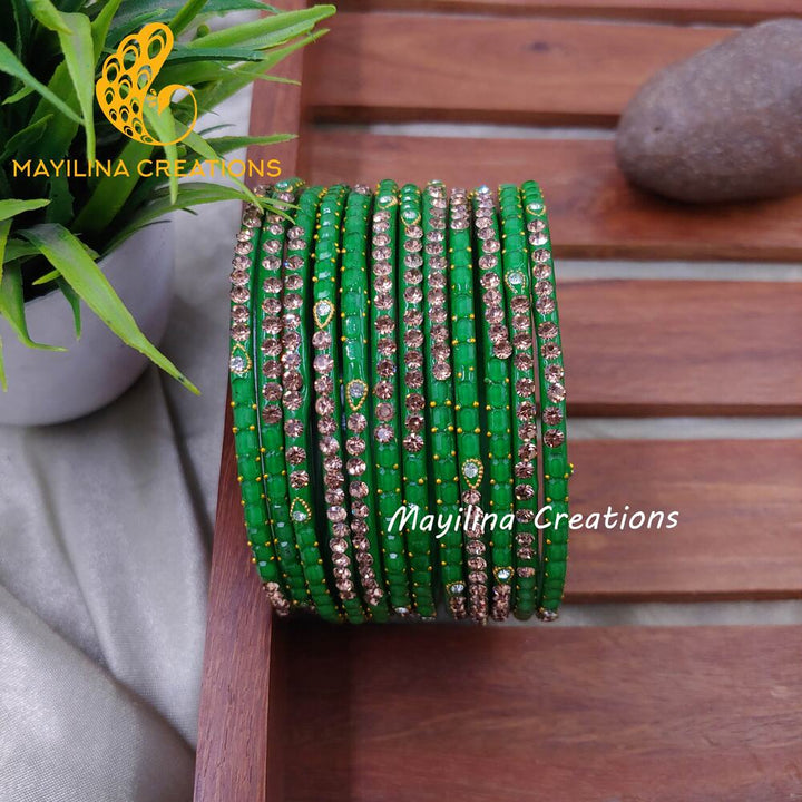 Dark Green Laila - Designer Glass Bangles
