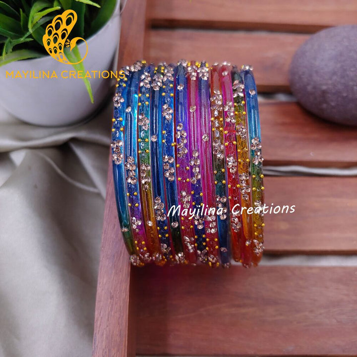 Dark Multicolor Gauri - Minimal Designer Glass Bangles