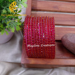 Dark Pink Tube Cut Glass bangles