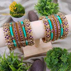 Elanavi - Exquisite Kundan Bridal Silk Thread Bangles 