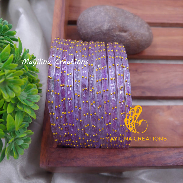 Lavender Raindrop Glass Bangles (Set of 12 Bangles)