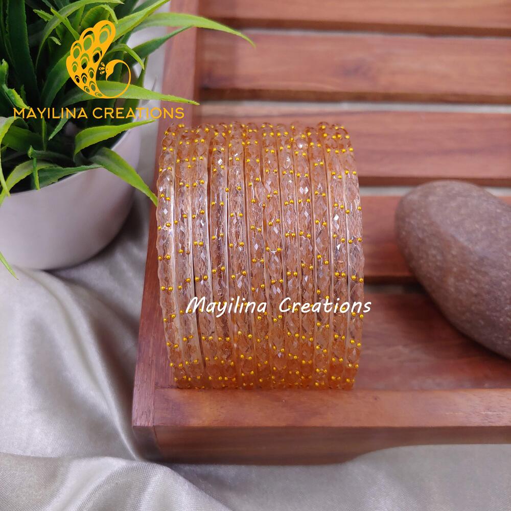 Rose Gold Raindrop Glass Bangles (Set of 12 Bangles)