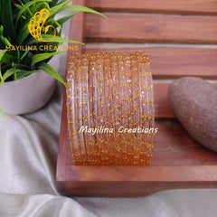 Rose Gold Raindrop Glass Bangles (Set of 12 Bangles)