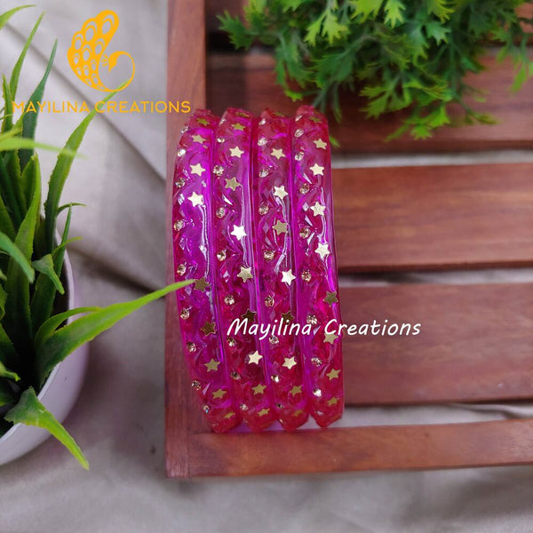 Sparkling Star Glass Kada Bangles - Celestia (Set of 4 Bangles)