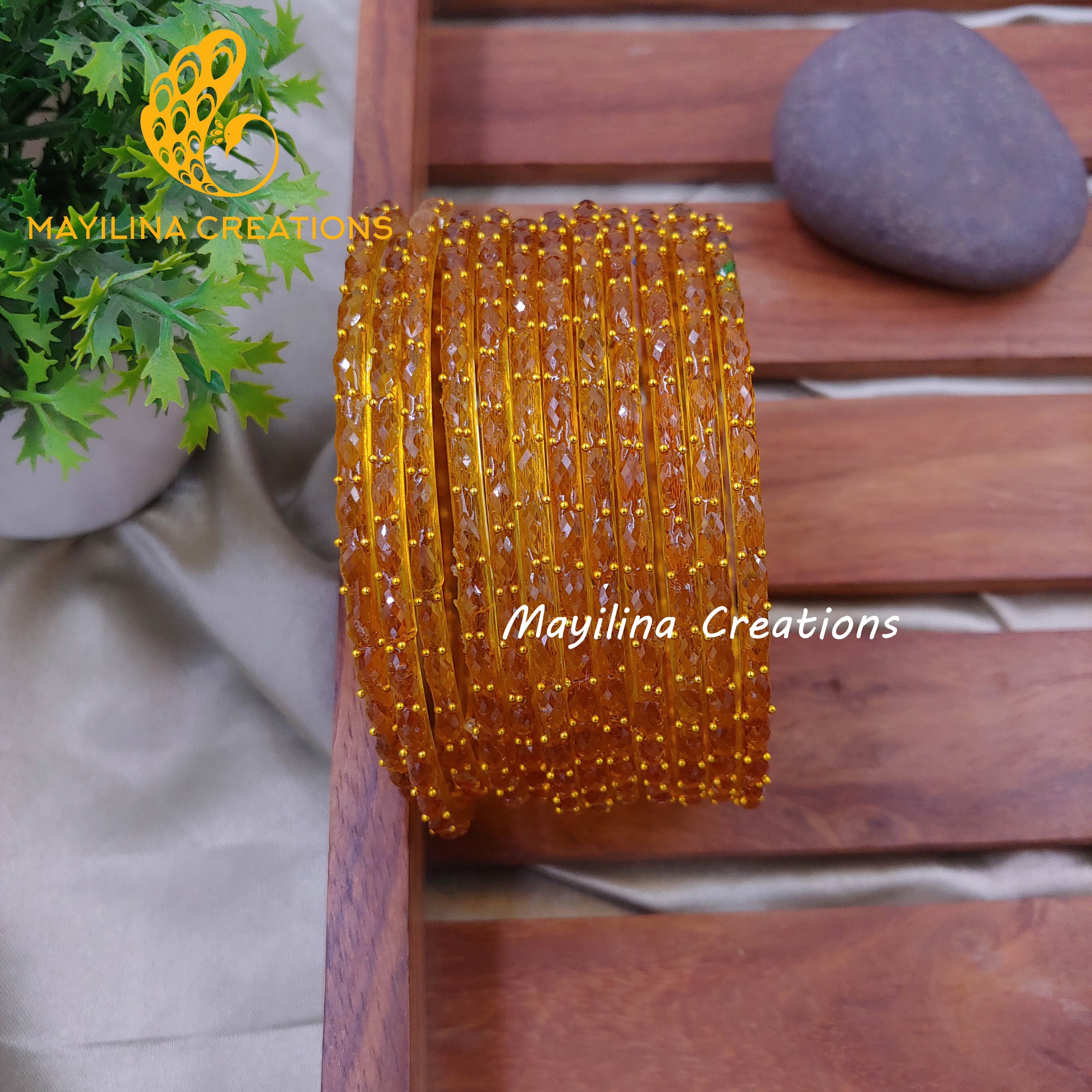 Raindrop Glass Bangles - 2.10 Size (Set of 12 Bangles)