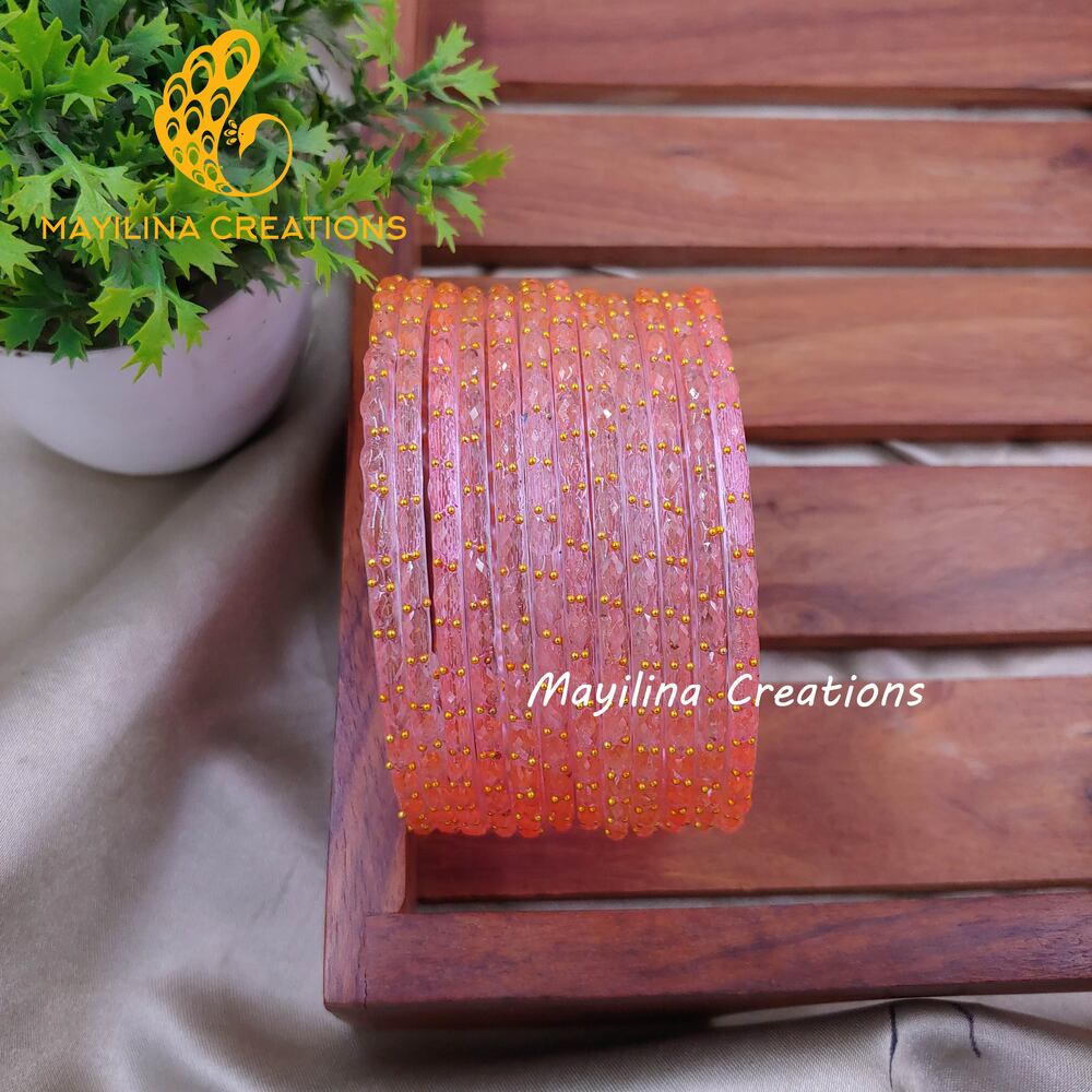 Raindrop Glass Bangles - 2.10 Size (Set of 12 Bangles)