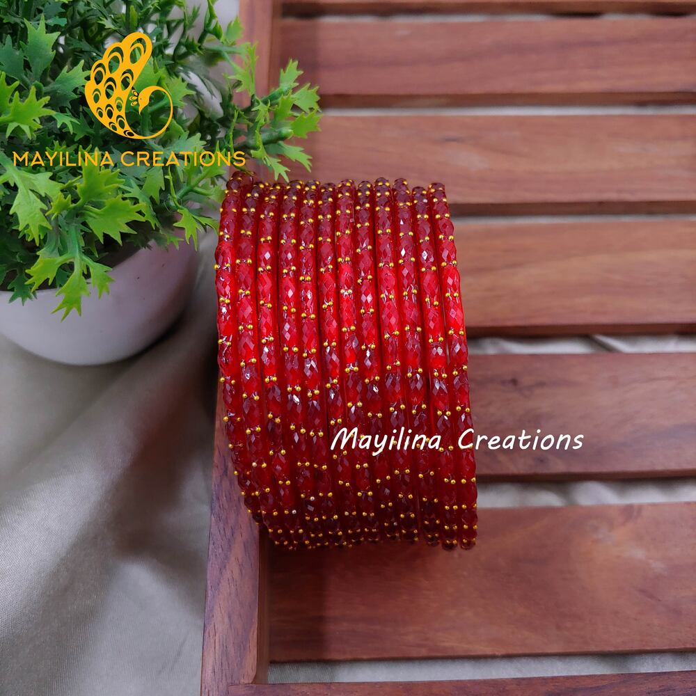 Raindrop Glass Bangles - 2.10 Size (Set of 12 Bangles)