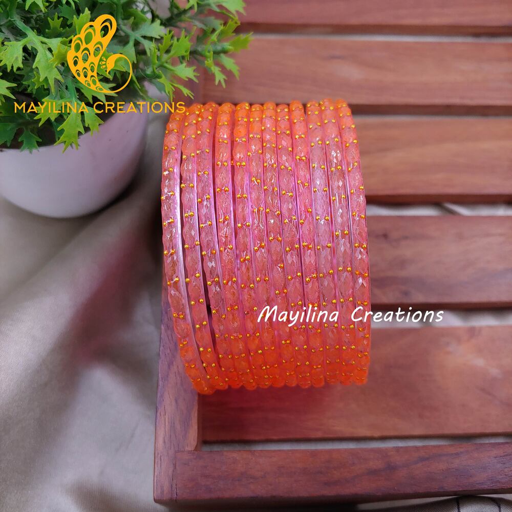 Raindrop Glass Bangles - 2.10 Size (Set of 12 Bangles)