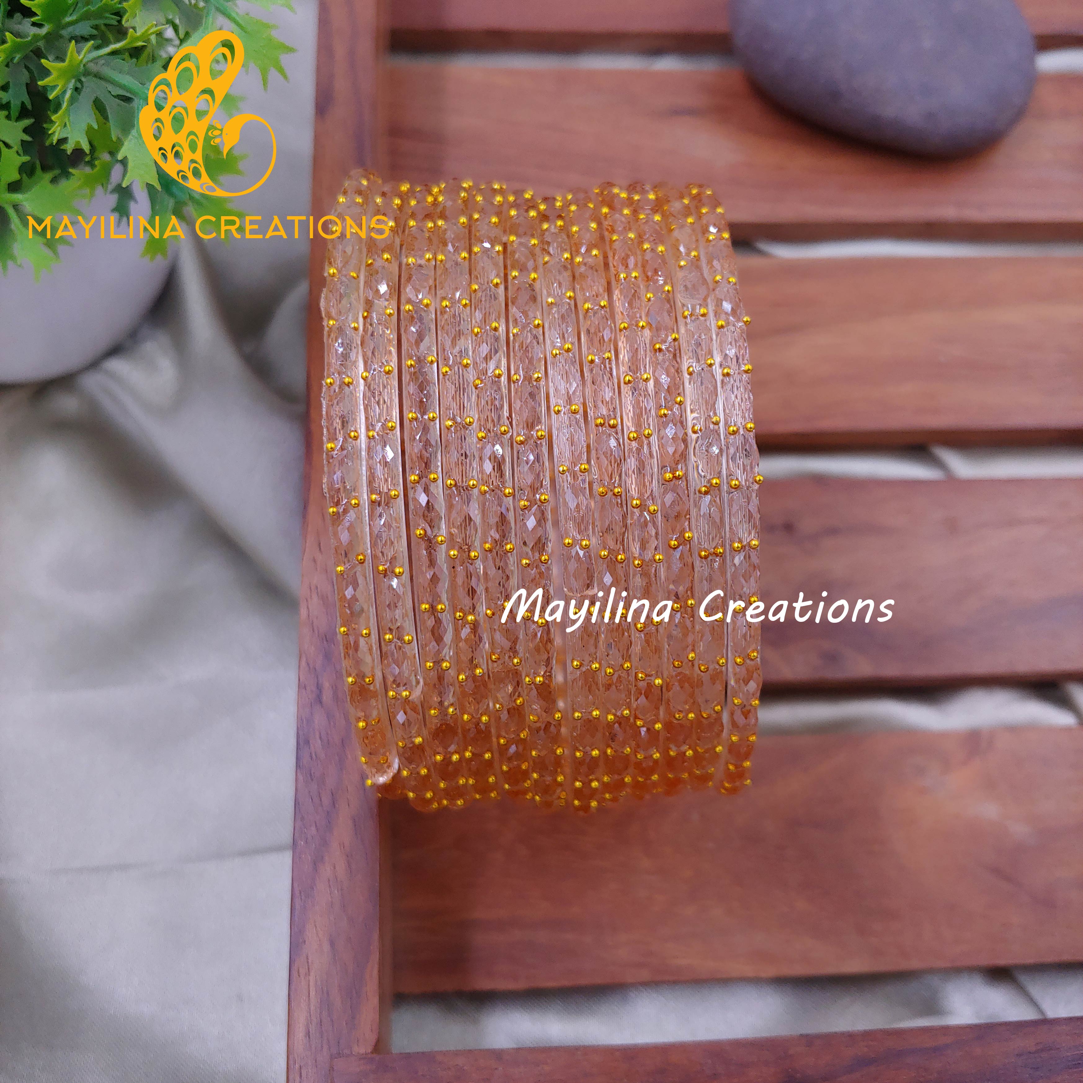 Raindrop Glass Bangles - 2.10 Size (Set of 12 Bangles)