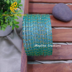 Raindrop Glass Bangles - 2.10 Size (Set of 12 Bangles)