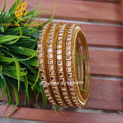 Kundan-Studded Border Glass Bangles