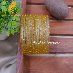 Cream Raindrop Glass Bangles (Set of 12 Bangles)