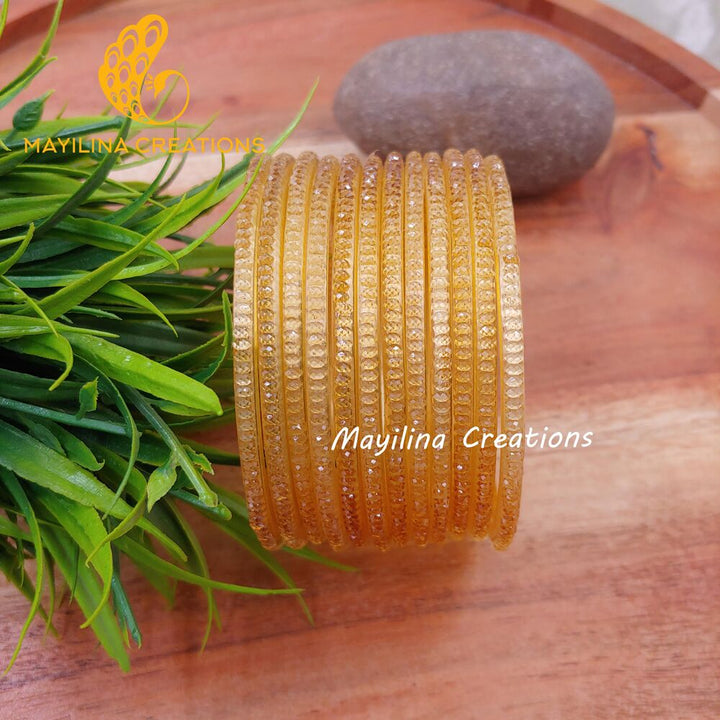 Gold Crystal Cut Glass Bangles