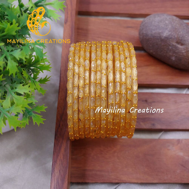 Gold Matte Raindrop Glass Bangles (Set of 12 Bangles)