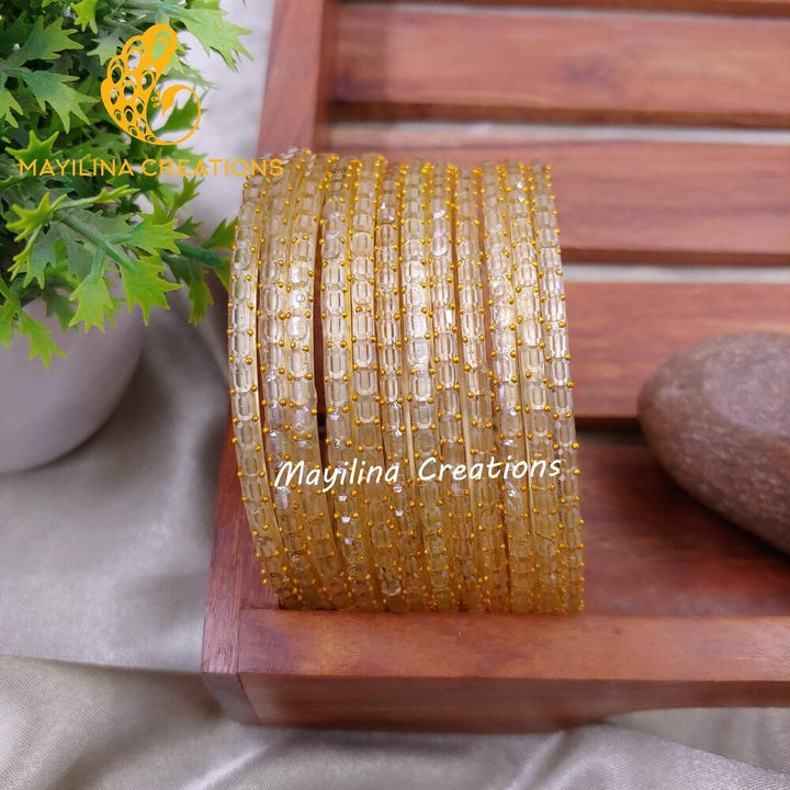 Gold Tube Cut Glass bangles