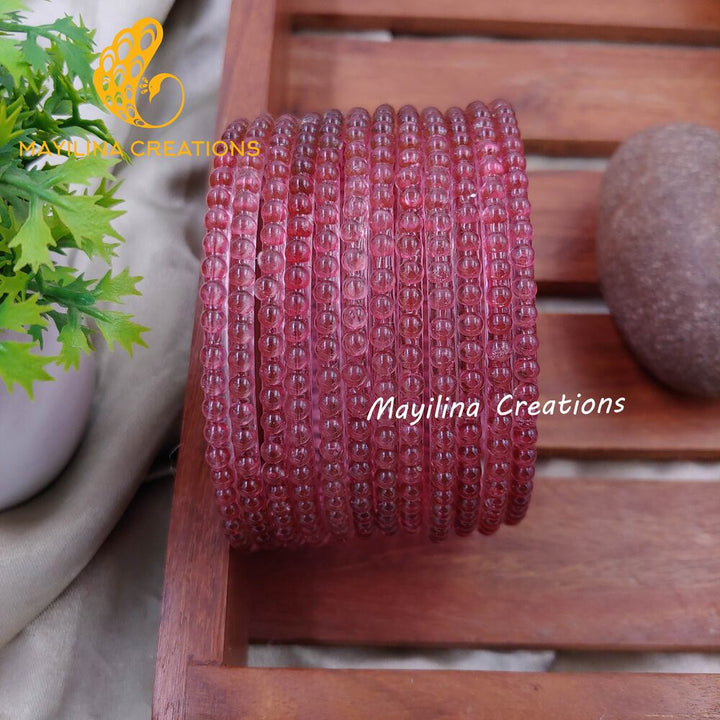 Grape Bubble Design Glass Bangles - Set of 12 Bangles