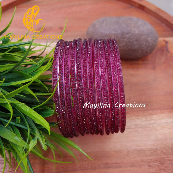 Grape Crystal Cut Glass Bangles