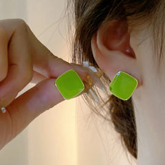 Green Lush - Sleek and Simple Minimalist Korean Earrings