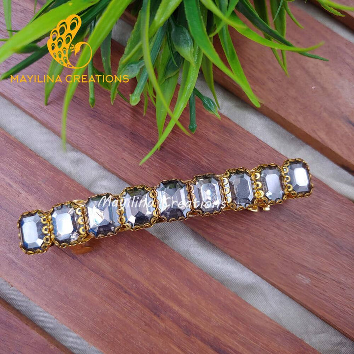 Grey Rectangle Clip Stone Traditional Stone Centre Hair Clips