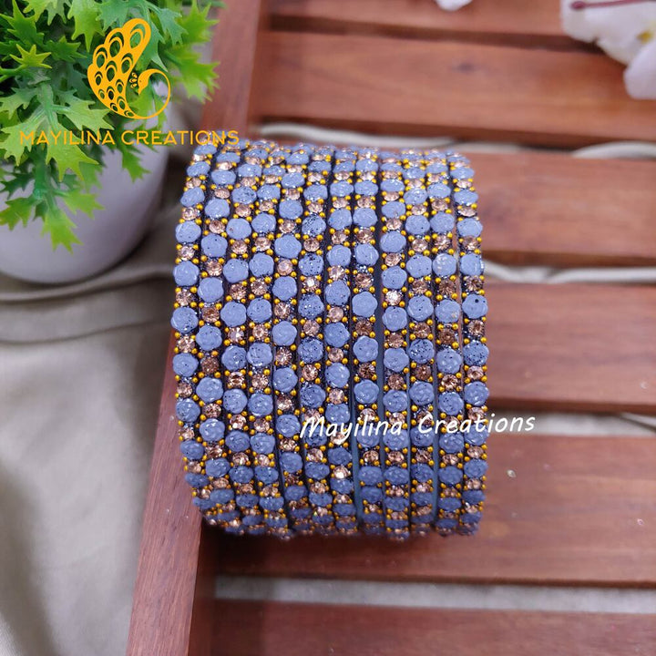 Grey Rose Glitter Bangles - Set of 12 Bangles