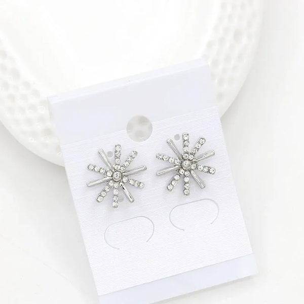 Silver Glittering Sun - Minimal Earrings
