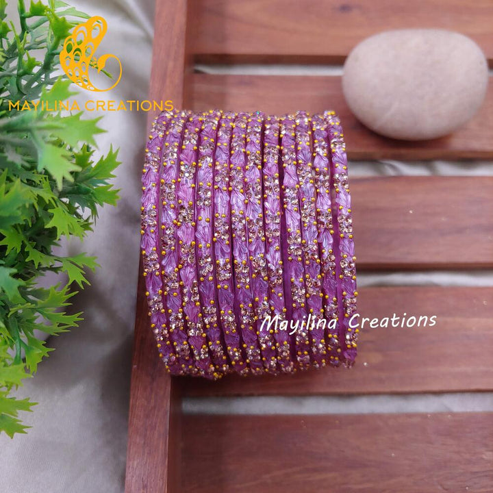 Lavender Malar - Designer Flower Pattern Bangles