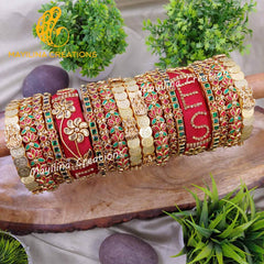 Layla - Personalized Silk Thread Bridal Bangles with Names and Lakshmi Charms