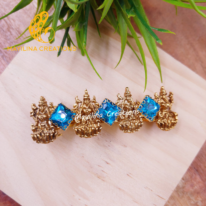 Light Blue Lakshmi Hair Clips with Stones - Small Size
