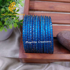 Light Blue Tube Cut Glass bangles