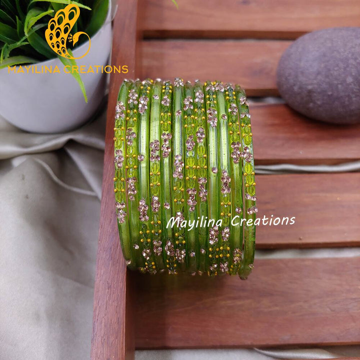 Light Green Gauri - Minimal Designer Glass Bangles