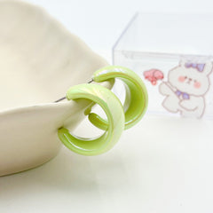 Light Green Glossy Hoop Earrings – Sleek and Stylish Accessories1