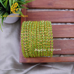 Light Green Illampirai Crystal Glass Bangles 